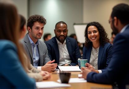 Group of professionals participating in a leadership workshop